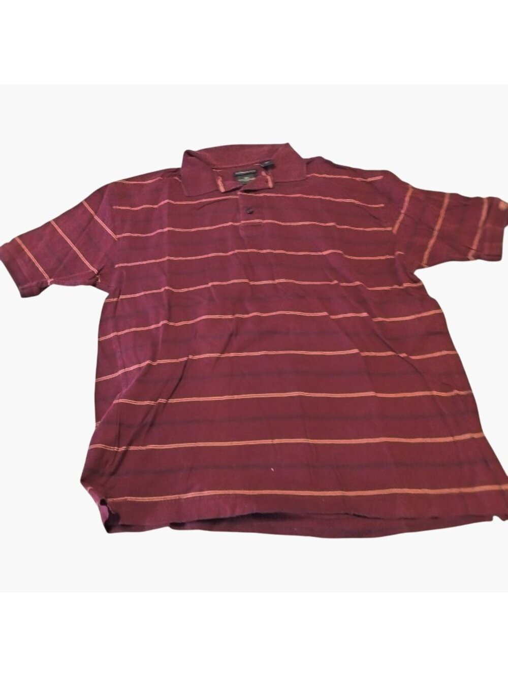 Dockers Golf Polo Shirt Mens Striped Burgundy Yellow L Large Cotton
